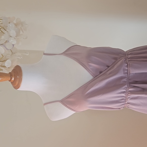 Revolve Lilac Satin-type cocktail dress with Slit Skirt. - Picture 2 of 8